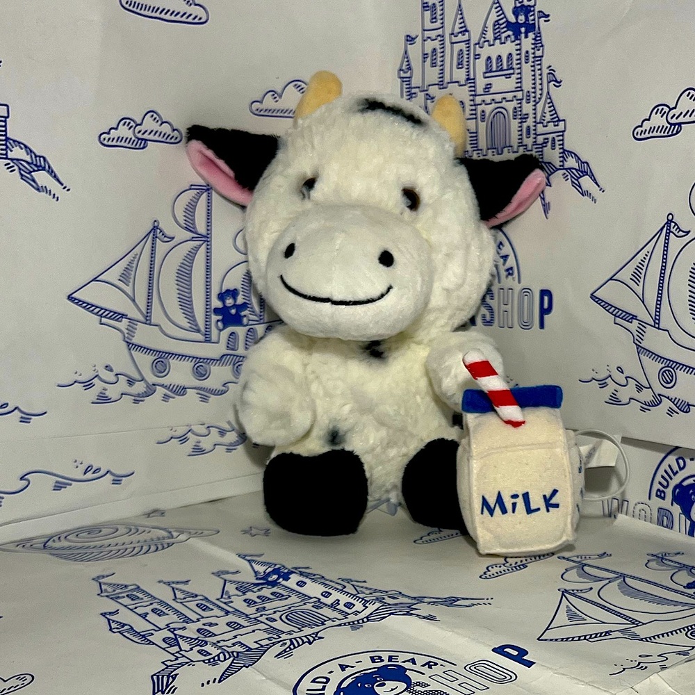 Build a Bear Mini Cow with mini milk carton